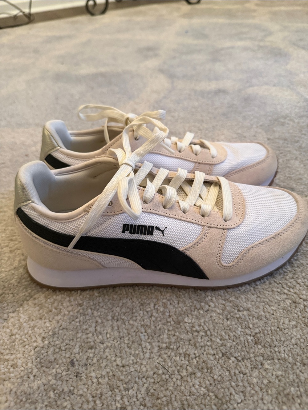Puma SoftFoam+ Comfort Sneakers Women’s Size 7.5 Beige White Black Casual Shoes - Picture 3 of 7